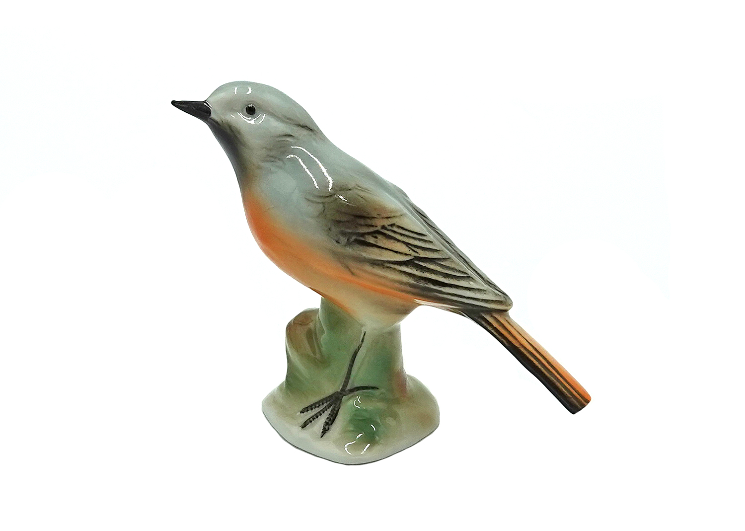 Wagner&Apel 16194 Porzellanfigur Vogel grau orange