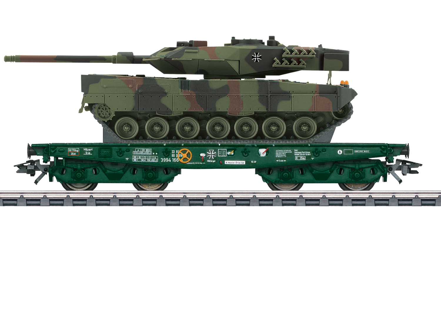 Märklin 48870 DB Schwerlast-Flachwagen mit Kampfpanzer Leopard 2A6