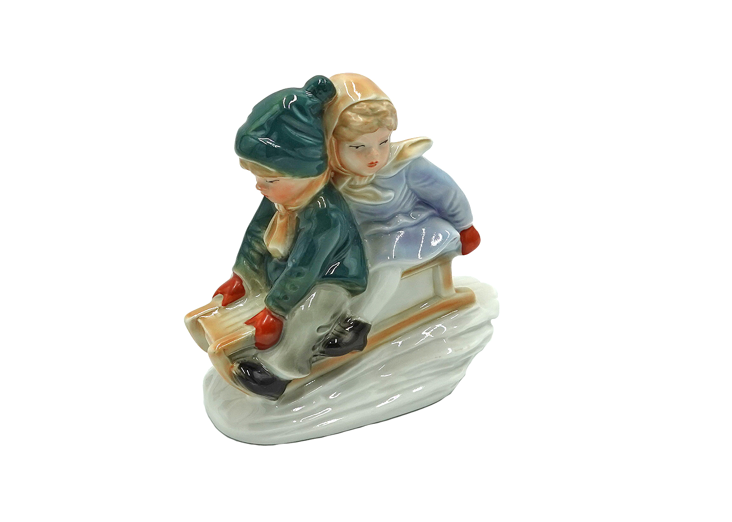 Wagner&Apel 2365 Porzellanfigur Schlitten Kinder