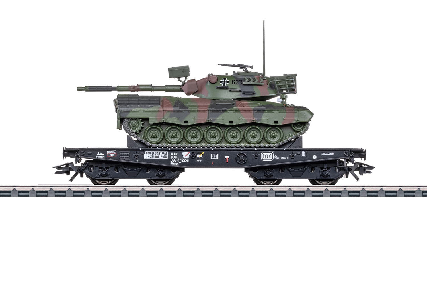 Märklin 48876 DB Schwerlast-Flachwagen mit Kampfpanzer Leopard 1A1 