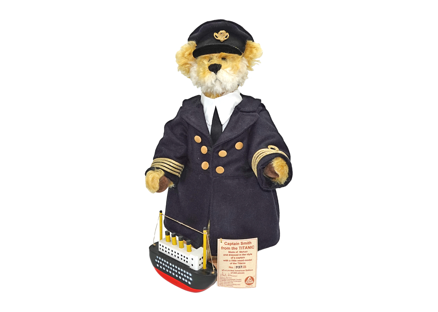 Hermann Coburg Teddybär Kapitän Smith Titanic 42cm