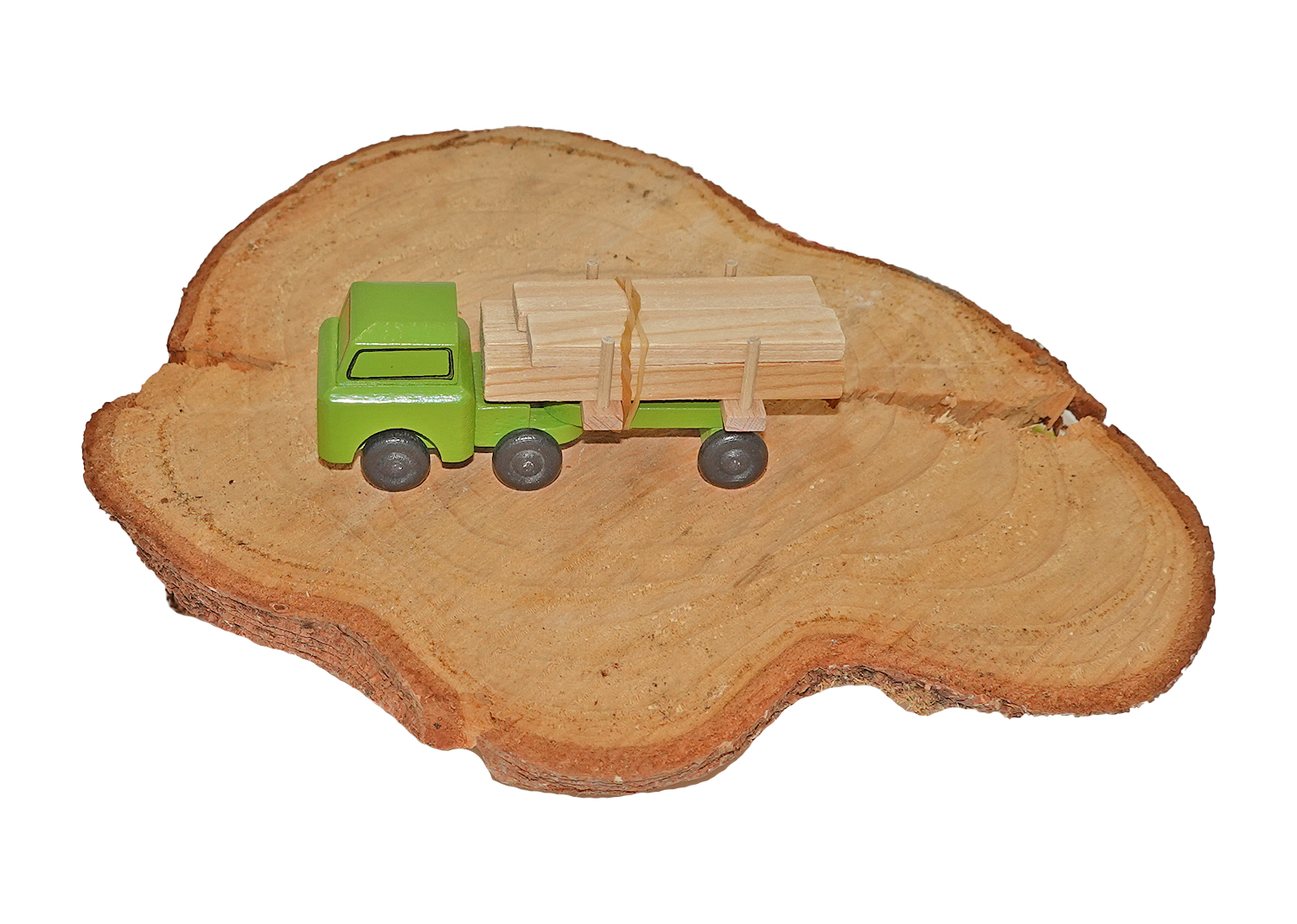 Erzgebirge Miniatur LKW grün Holztransport