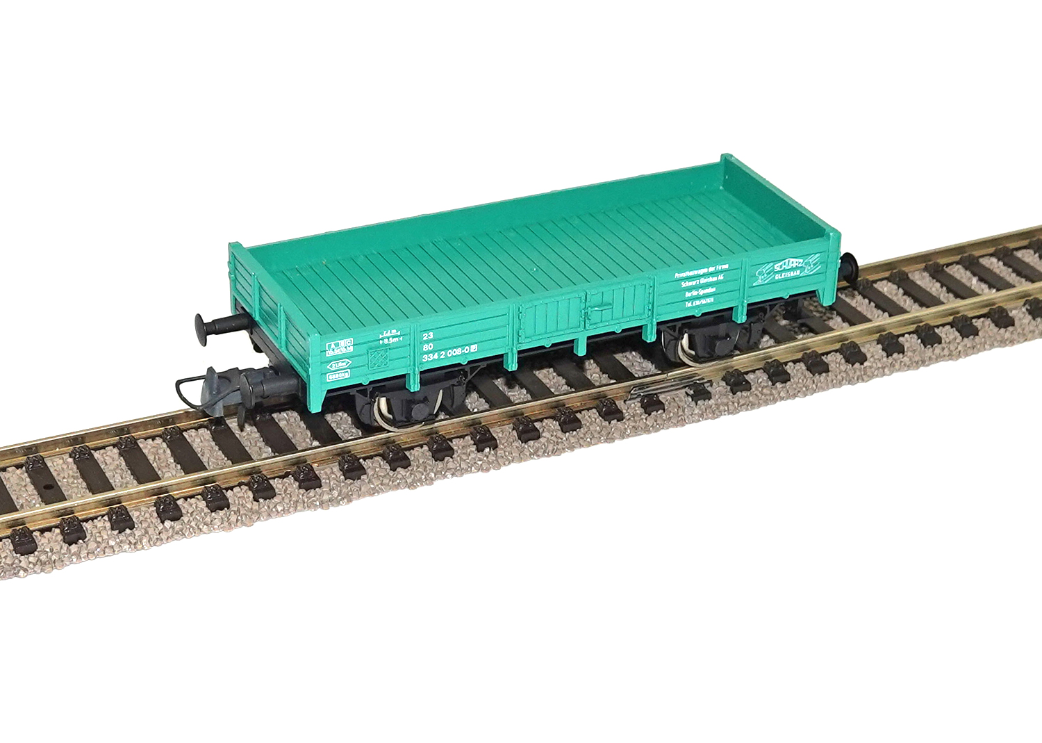 Roco 47505 DB Niederbordwagen Schwarz Gleisbau grün 