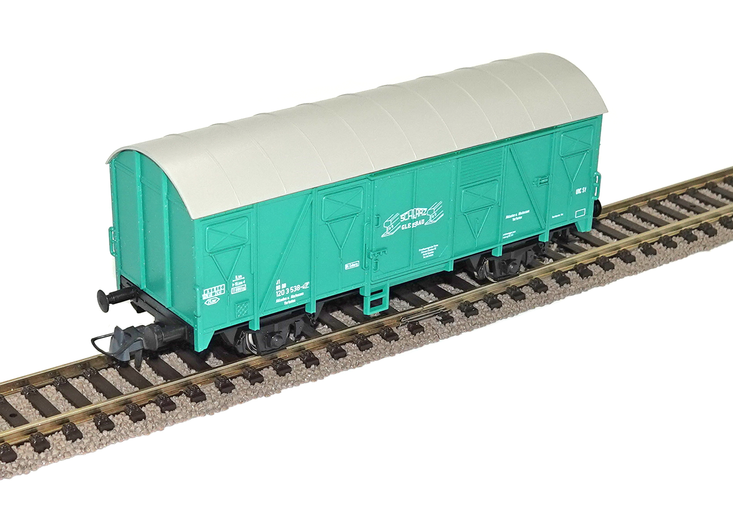 Roco 47576 DB ged. Güterwagen Schwarz Gleisbau grün 