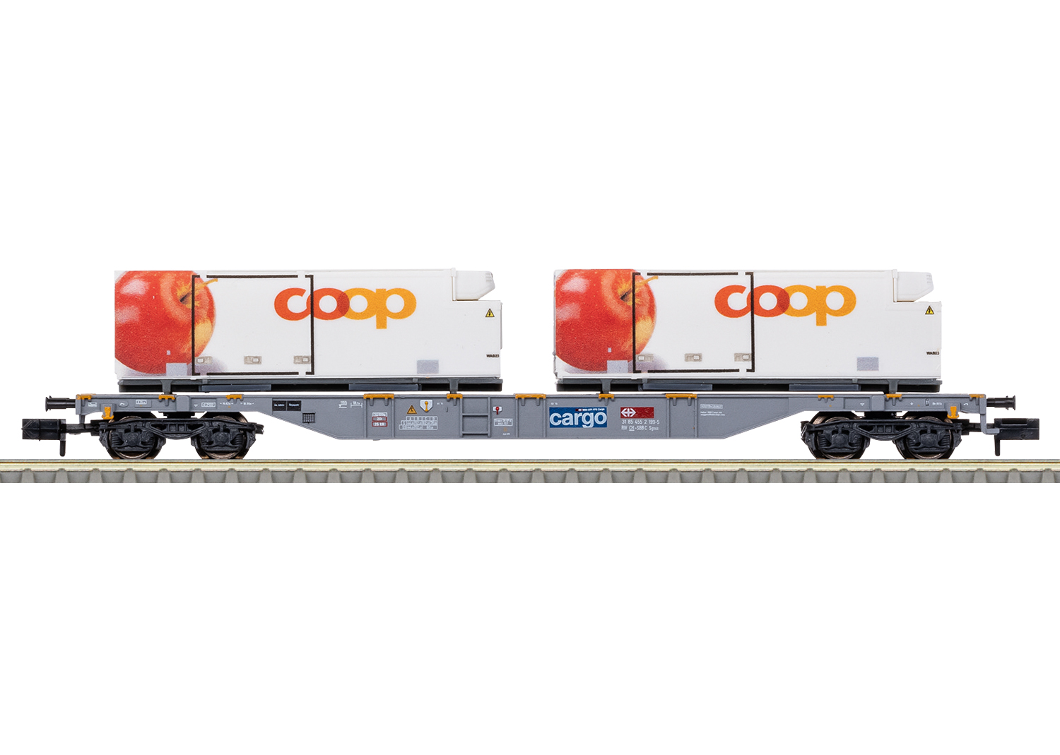 Minitrix 15495 SBB coop Containertragwagen Apfel 